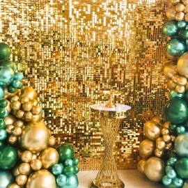 1pcs Shimmer Sequin Wall Background Panel Glam Gold Glitter Mirror Art Backdrop Wall Birthday New Year Party Wedding Decoration